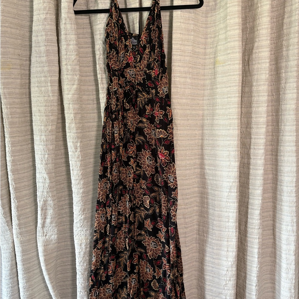 Angie Black Dress with Orange Floral Design